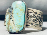 Gigantic Native American Navajo Kingman Turquoise Sterling Silver Bracelet-Nativo Arts