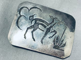 Happy Drancing Deer Vintage Native American Navajo Sterling Silver Buckle-Nativo Arts