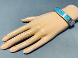 Brilliant Vintage Native American Navajo Turquoise Chip Inlay Sterling Silver Bracelet-Nativo Arts