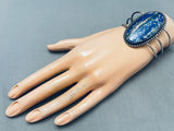 Towering Vintage Native American Navajo Denim Lapis Sterling Silver Bracelet Cuff-Nativo Arts