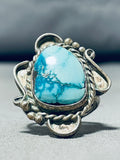 Breathtaking Vintage Native American Navajo Carico Lake Turquoise Sterling Silver Ring-Nativo Arts