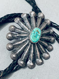 Native American Very Old Vintage Royston Turquoise Sterling Silver Balo Tie