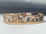 Floyd Becenti 1st Hallmark Vintage Native American Navajo Gold Sterling Silver Bangle Bracelet