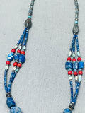 Gorgeous Vintage Southwest Midnight Lapis Turquoise Sterling Silver Necklace-Nativo Arts