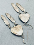 Sturdy Dangling Vintage Native American Navajo Turquoise Sterling Silver Feather Earrings-Nativo Arts