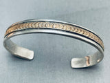 Excellent Vintage Native American Navajo Sterling Silver And 14k Gold Bracelet-Nativo Arts