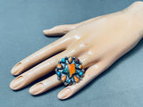 Huge Southwest Vintage Shell Sterling Silver Cluster Ring-Nativo Arts