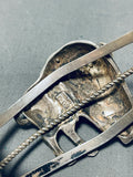 Highly Detailed Buffalo Vintage Native American Navajo Sterling Silver Bracelet-Nativo Arts