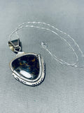 Hypnotic Crazy Native American Navajo Tiger Blue Eye Sterling Silver Necklace-Nativo Arts