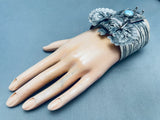 137 Grams Heavy Bird Native American Navajo Turquoise Sterling Silver Bracelet-Nativo Arts