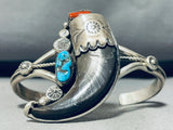 Huge Authentic Bear Vintage Avajo Turquoise Sterling Silver Bracelet-Nativo Arts