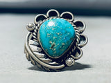 Marvelous Vintage Native American Navajo Carico Lake Turquoise Sterling Silver Ring