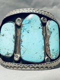 One Of The Best Vintage Native American Navajo Blue Diamond Turquoise Sterling Silver Bracelet-Nativo Arts