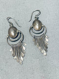 Dramatic Vintage Native American Navajo Signed Sterling Silver Dangle Earrings-Nativo Arts