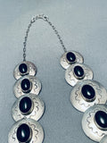 The Best Vintage Native American Navajo Onyx Sterling Silver Necklace-Nativo Arts