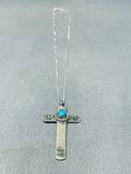 Awesome Vintage Native American Navajo Sleeping Beauty Sterling Silver Cross Necklace-Nativo Arts