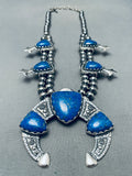 Gorgy Vintage Southwest Denim Lapis Sterling Silver Squash Blossom Necklace-Nativo Arts