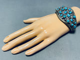 Signed Thicker Vintage Native American Navajo Turquoise Sterling Silver Bracelet Old-Nativo Arts