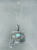 Rob Yellowhorse Native American Navajo Turquoise Sterling Silver Zia New Mexico Necklace-Nativo Arts