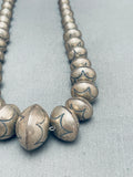 Signed Star Pattern Bead Vintage Native American Navajo Hand Tooled Sterling Silver Necklace-Nativo Arts