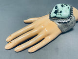 Mint Green Turquoise!! Native American Navajo 112 Gram Sterling Silver Bracelet Cuff-Nativo Arts