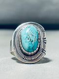 Tremendous Native American Navajo Blue Diamond Turquoise Sterling Silver Ring-Nativo Arts
