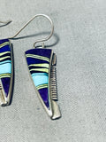 Calvin Begay Vintage Native American Navajo Blue Gem Turquoise Sterling Silver Earrings-Nativo Arts