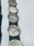 Astounding Vintage Native American Navajo Sterling Silver And Coins Concho-Nativo Arts