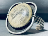 Most Intricate Hand Carved Lion Vintage Native American Navajo Sterling Silver Bracelet-Nativo Arts
