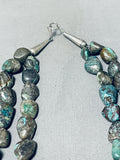 143 Gram Vintage Santo Domingo Blue Green Turquoise Sterling Silver Necklace-Nativo Arts