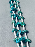 Rare Vintage Native American Navajo Graduating Turquoise Nugget Sterling Silver Necklace Old-Nativo Arts