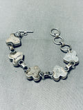 Pretty Vintage Native American Navajo Jet & Shell Sterling Silver Heart Link Bracelet-Nativo Arts