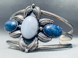 One Of The Best Vintage Native American Navajo Lapis Sterling Silver Leaf Bracelet-Nativo Arts