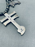 Federico Jimenez Vintage Turquoise Sterling Silver Cross Squash Blssom Necklace-Nativo Arts