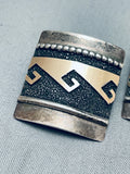 Quality Work Vintage Native American Navajo Gold Wave Sterling Silver Earrings-Nativo Arts