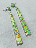Dynamic Vintage Native American Navajo Carico Lake Turquoise Sterling Silver Dangle Earrings-Nativo Arts