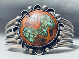 Walnut Wood Turquoise Inlay Vintage Native American Navajo Sterling Silver Bracelet-Nativo Arts