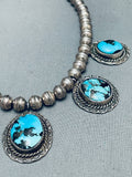 Gorgeous Vintage Native American Navajo Turquoise Sterling Silver Necklace Old-Nativo Arts