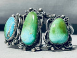 Early Royston Turquoise! Vintage Native American Navajo Sterling Silver Bracelet Old-Nativo Arts
