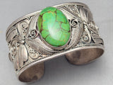 Detailed Vintage Southwest Gaspeite Sterling Silver Leaf Bracelet-Nativo Arts