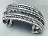 Coiled Sturdy Vintage Native American Navajo Sterling Silver Bracelet Cuff Old-Nativo Arts