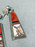 Captivating Vintage Native American Navajo Inlay Wildhorse Sterling Silver Earrings-Nativo Arts