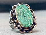 Carico Lake Turquoise Vintage Native American Navajo Sterling Silver Ring Old-Nativo Arts