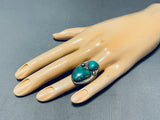 Big Heavy Mens Vintage Native American Navajo Turquoise Sterling Silver Ring Old-Nativo Arts