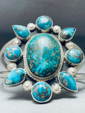 Stars Of Turquoise Vintage Native American Navajo Sterling Silver Bracelet Cuff-Nativo Arts