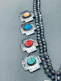 Most Beautiful Vintage Native American Navajo Cross Sterling Silver Squash Blossom Necklace-Nativo Arts