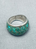 Randy Hoskie Wrap Around Green Turquoise Inlay Sterling Silver Ring-Nativo Arts