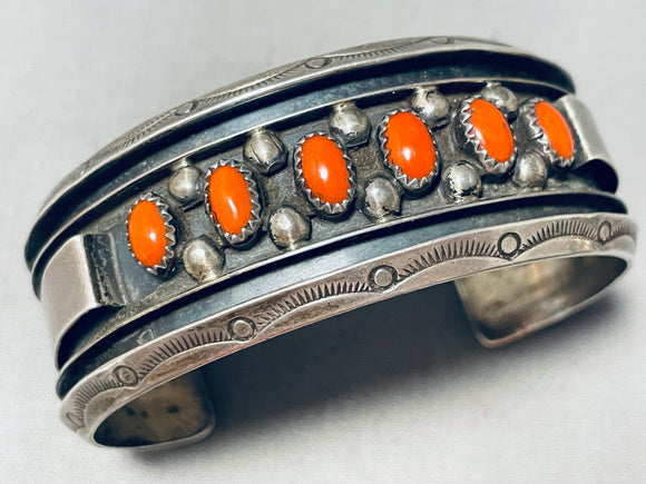 Best Vintage Native American Navajo Coral Sterling Silver Bracelet-Nativo Arts