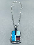NImportant Tony Aguilar Vintage Santo Domingo Sterling Silver Inlay Necklace-Nativo Arts