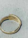 14k Gold Vintage Native American Navajo Size 7.5 Turquoise Inlay Ring-Nativo Arts